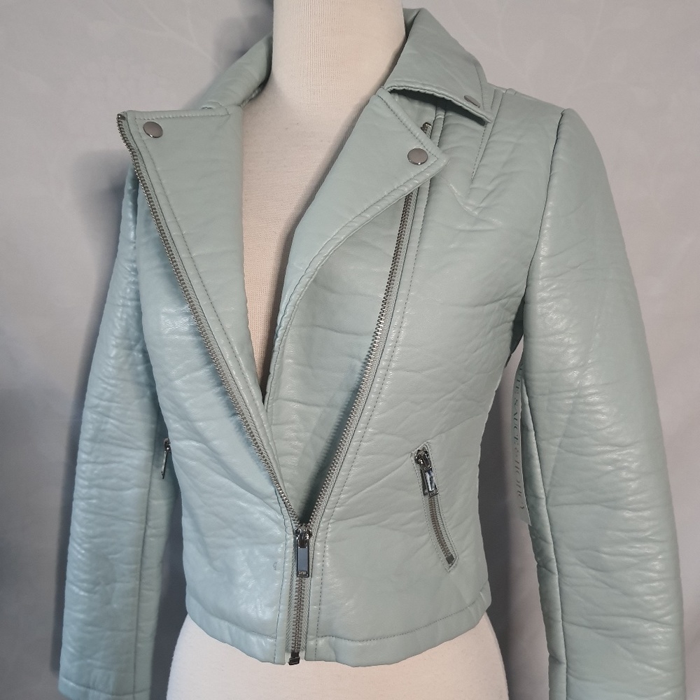 Vegan Leather Turk Blue Faux Leather Jacket